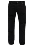 Matchesfashion.com Balmain - Ripped Mid Rise Straight Leg Jeans - Mens - Black