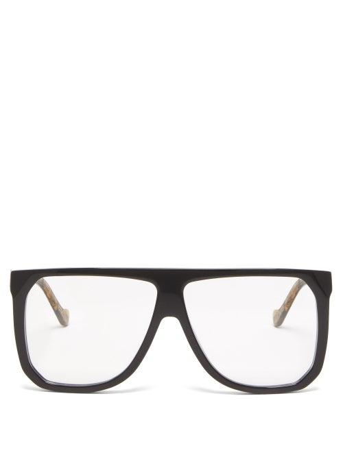 Matchesfashion.com Loewe - Logo Oversized Square Acetate Glasses - Womens - Black