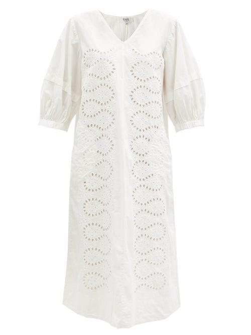 Matchesfashion.com Sea - Maria Puff-sleeve Broderie-anglaise Cotton Dress - Womens - White