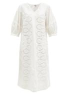 Matchesfashion.com Sea - Maria Puff-sleeve Broderie-anglaise Cotton Dress - Womens - White