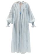Ladies Beachwear Thierry Colson - Vladia Striped Cotton-voile Dress - Womens - Blue White