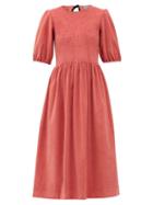Matchesfashion.com Molly Goddard - Priscilla Shirred Cotton Blend Corduroy Dress - Womens - Pink