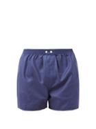 Matchesfashion.com Derek Rose - Lombard Logo-jacquard Cotton Boxer Shorts - Mens - Navy