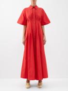 Lee Mathews - Peony Cotton-poplin Shirt Dress - Womens - Ruby