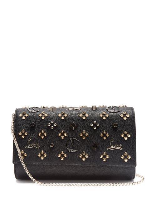 Matchesfashion.com Christian Louboutin - Paloma Embellished Leather Clutch - Womens - Black Gold