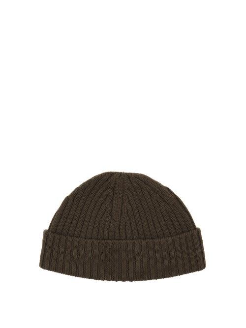 Matchesfashion.com Raey - Ribbed Knit Merino Wool Beanie Hat - Mens - Khaki