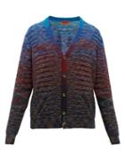 Matchesfashion.com Missoni - Striped Space-dyed Wool-blend Cardigan - Mens - Blue Multi