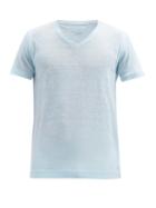Matchesfashion.com 120% Lino - V-neck Linen-slub Jersey T-shirt - Mens - Blue