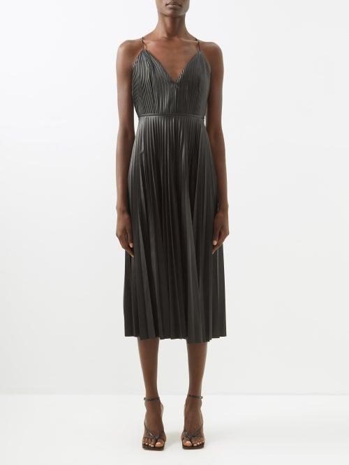 Altuzarra - Maggiore Pleated Faux-leather Midi Dress - Womens - Black