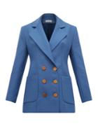 Matchesfashion.com Vika Gazinskaya - Double Breasted Wool Twill Blazer - Womens - Blue