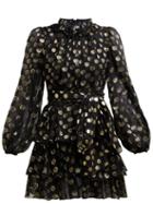 Matchesfashion.com Dolce & Gabbana - Fil Coupe Balloon Sleeve Mini Dress - Womens - Black Gold