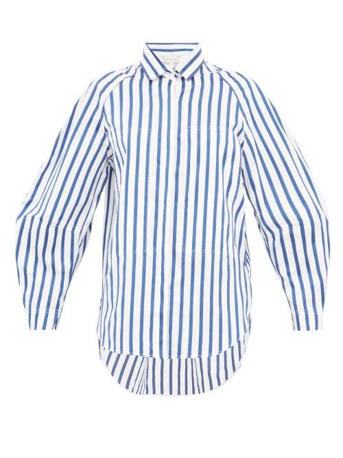 Matchesfashion.com Lee Mathews - Ottilie Striped Cotton Poplin Shirt - Womens - Blue White
