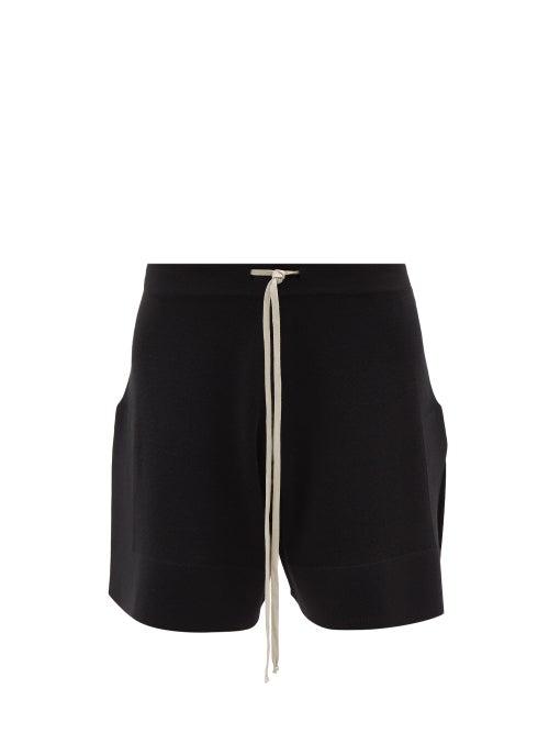Rick Owens - Drawstring Side Slit Wool-blend Shorts - Mens - Black