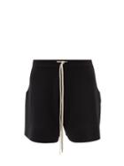 Rick Owens - Drawstring Side Slit Wool-blend Shorts - Mens - Black