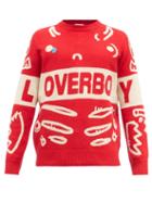 Mens Rtw Charles Jeffrey Loverboy - Logo-jacquard Wool-blend Sweater - Mens - Red