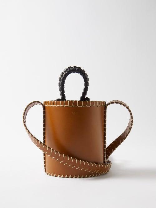 Chlo - Louela Small Blanket-stitched Leather Bucket Bag - Womens - Tan
