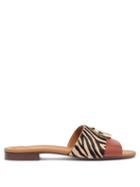 Matchesfashion.com Chlo - Zebra Print Calf Hair And Leather Slides - Womens - Tan Multi