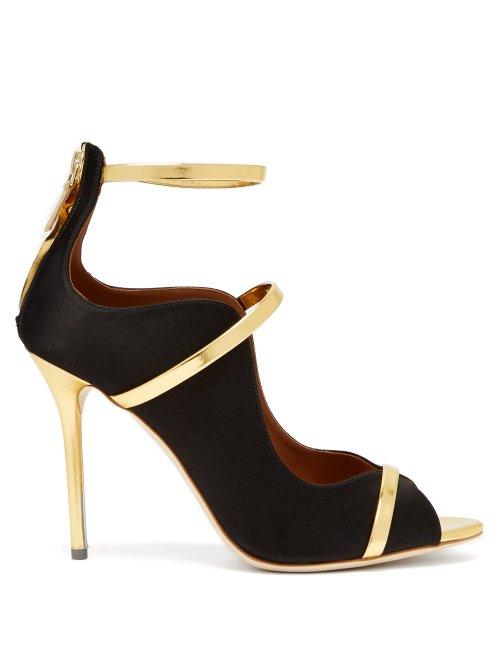 Matchesfashion.com Malone Souliers - Mika Satin Pumps - Womens - Black Gold