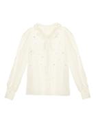 Dolce & Gabbana Margherite-embroidered Silk-chiffon Blouse