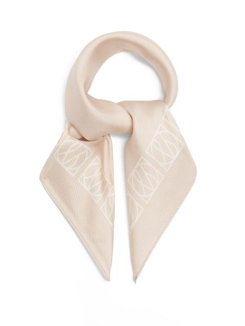 Matchesfashion.com Lescarf - Monogram-print Silk Scarf - Womens - Light Beige
