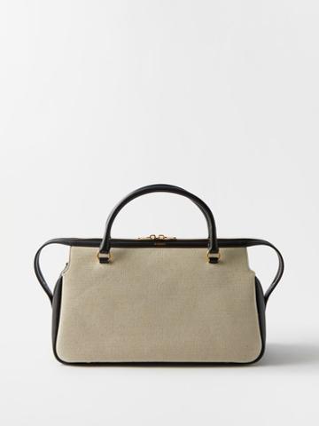 Jil Sander - Medium Canvas & Leather Handbag - Womens - Black Cream