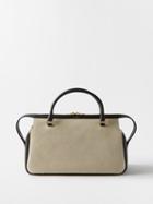Jil Sander - Medium Canvas & Leather Handbag - Womens - Black Cream