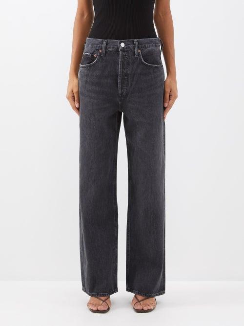 Agolde - Low Rise Baggy Organic-denim Jeans - Womens - Dark Grey