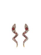 Matchesfashion.com Gucci - Crystal Embellished Snake Clip Earrings - Womens - Red