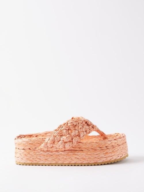 Dodo Bar Or - Blanca 50 Raffia-woven Flatform Sandals - Womens - Orange