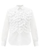 Matchesfashion.com Comme Des Garons Comme Des Garons - Ruffled Cotton Blouse - Womens - White