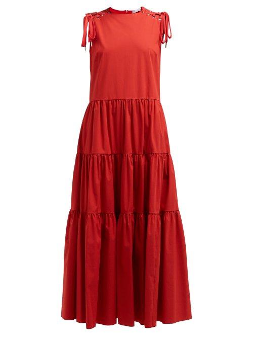 Matchesfashion.com Redvalentino - Laced Tiered Cotton Blend Dress - Womens - Red