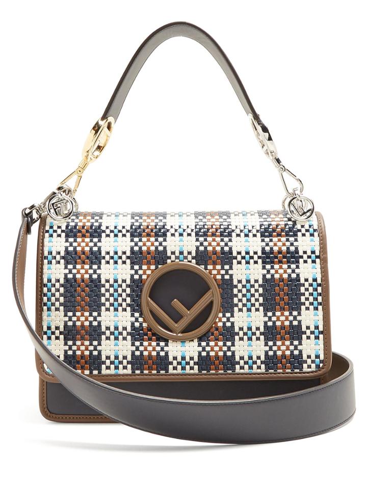 Fendi Kan I Contrast-panel Leather Shoulder Bag