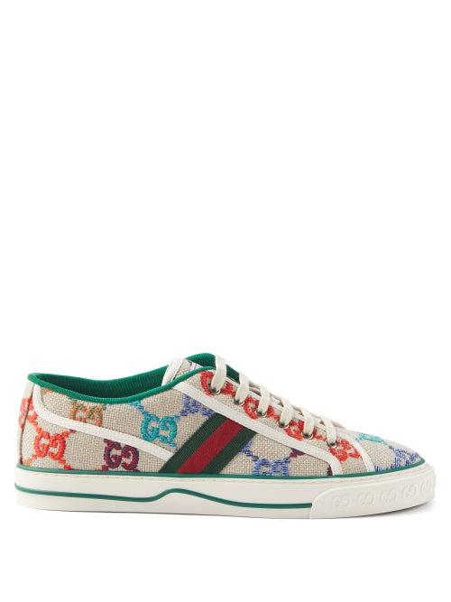 Gucci - Tennis 1977 Gg-jacquard Linen-blend Trainers - Mens - Multi