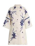 Andrew Gn Floral-embroidered Linen Coat