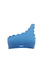 Matchesfashion.com Marysia - Santa Barbara Scalloped One-shoulder Bikini Top - Womens - Blue