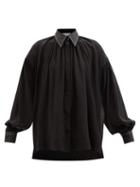 Jw Anderson - Gathered Lyocell-blend Crepe De Chine Shirt - Womens - Black