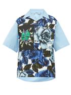 Matchesfashion.com Prada - Rose And Heart Print Cotton Shirt - Womens - Light Blue