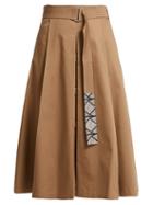 Matchesfashion.com S Max Mara - Nuoro Pleated Cotton Skirt - Womens - Tan