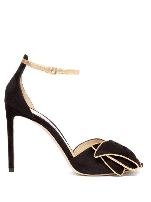 Matchesfashion.com Jimmy Choo - Karlotta 100 Suede Sandals - Womens - Black Gold
