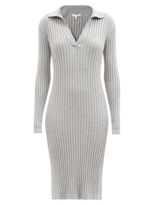 Skin - Makaya Ribbed Cotton-blend Polo Dress - Womens - Light Grey