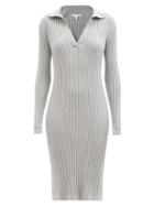 Skin - Makaya Ribbed Cotton-blend Polo Dress - Womens - Light Grey