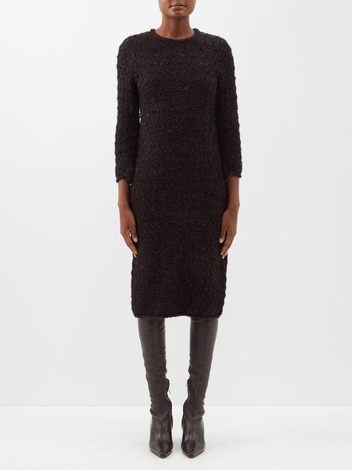 Balenciaga - Bb-buttoned Wool-blend Tweed Dress - Womens - Black