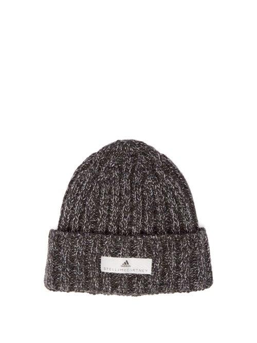 Matchesfashion.com Adidas By Stella Mccartney - Logo Patch Knitted Beanie Hat - Womens - Black