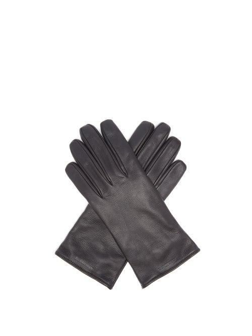 Burberry - Logo-debossed Leather Gloves - Mens - Black
