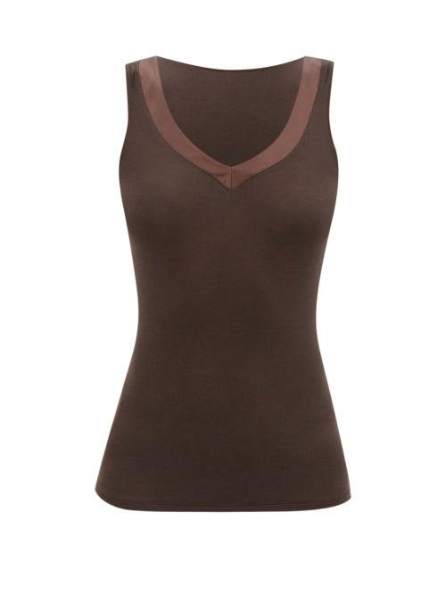 Ladies Lingerie Hanro - Annik V-neck Modal-blend Jersey Tank Top - Womens - Charcoal