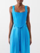 Christopher John Rogers - Silk-faille Corset Top - Womens - Blue