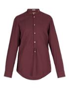 Matchesfashion.com Massimo Alba - Band Collar Modal And Cotton Blend Shirt - Mens - Burgundy