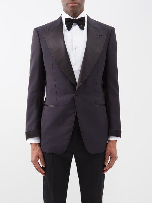 Tom Ford - Cooper Satin Peak-lapel Wool-blend Tuxedo Jacket - Mens - Black