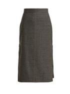 Matchesfashion.com Fendi - Checked Pleated Insert Wool Blend Skirt - Womens - Grey Multi