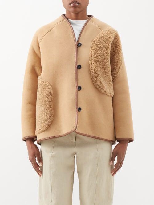 Cawley Studio - Collarless Shearling Jacket - Womens - Beige Brown